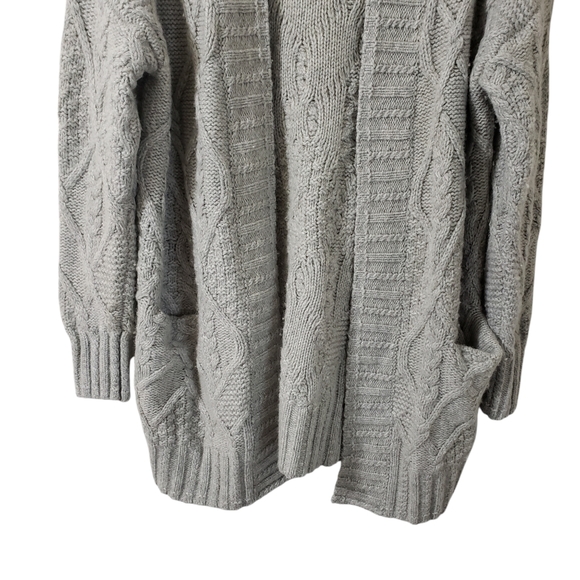 Rachel Zoe Chunky Cable Knit Wool Yak Blend Open Front Cardigan Sweater Sz Med - Picture 3 of 12